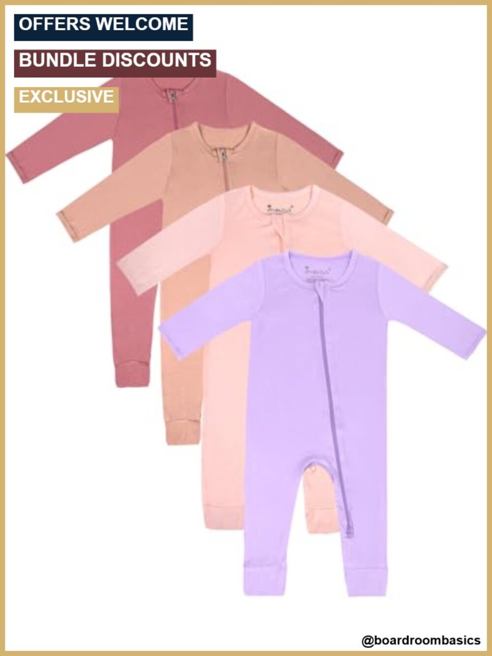 Baby Footless Pajamas 4 Pack Dual Zipper Rayon Spandex Sleeper